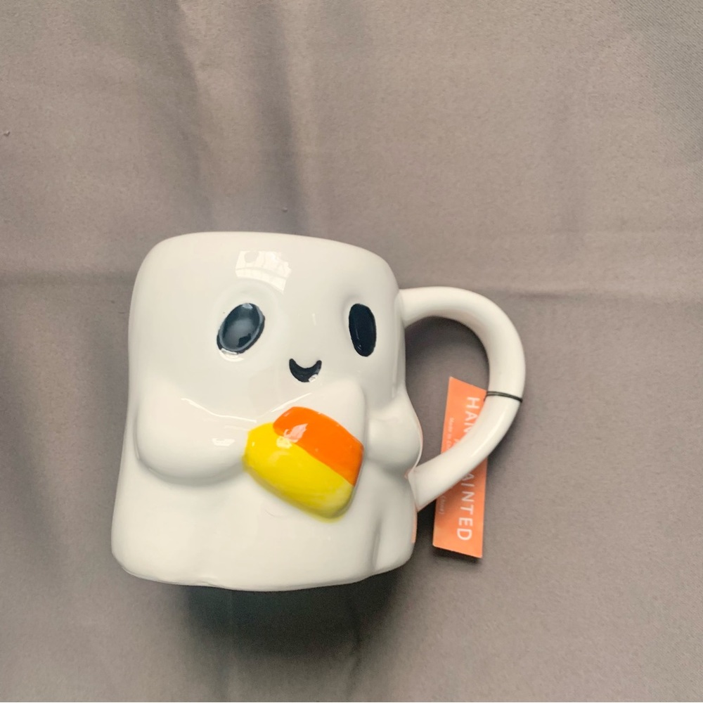 Halloween Ghost Holding Candy-corn Mug